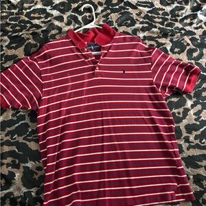 Ralph Lauren Red and White Striped Polo Shirt